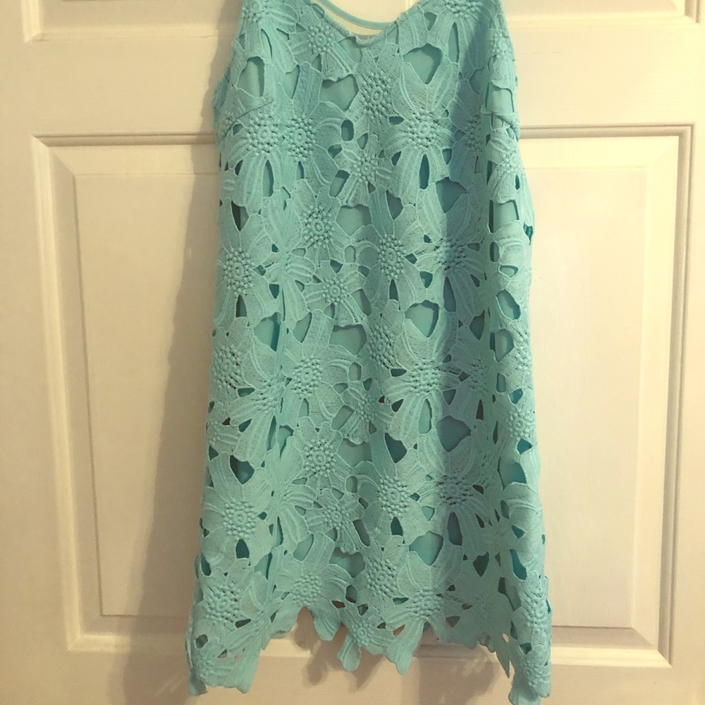 COPY - Turquoise lace/eyelet spaghetti strap dress